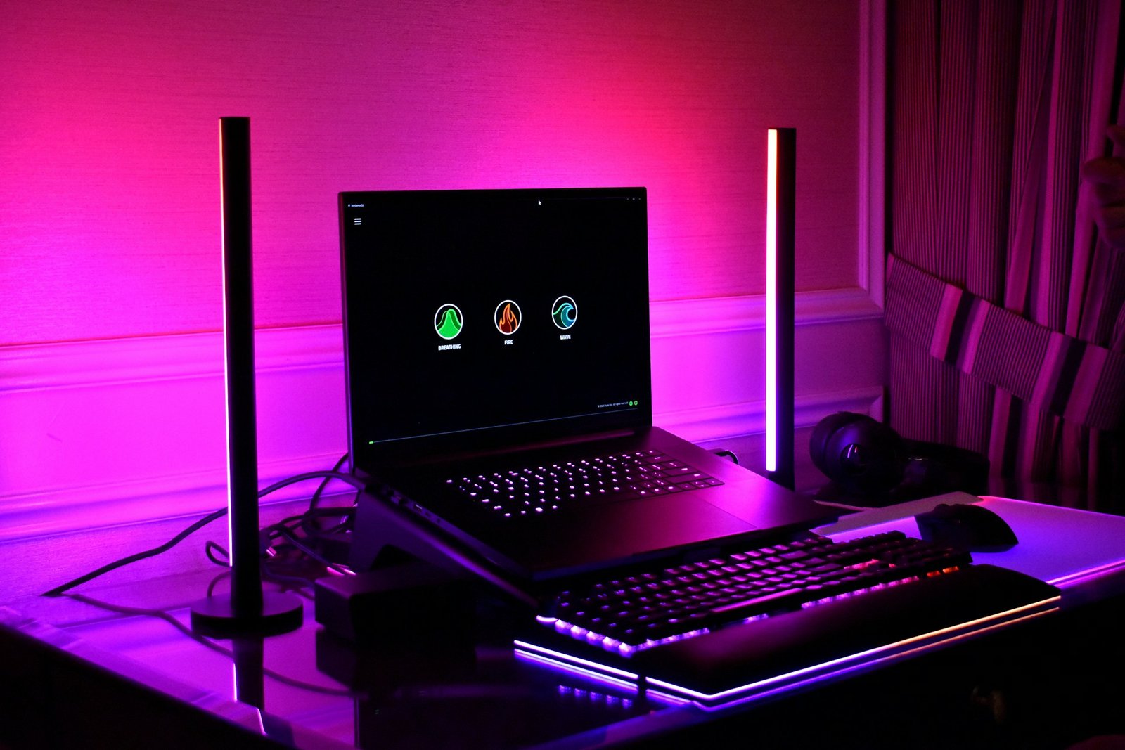 rgb desk setup workspace lighting