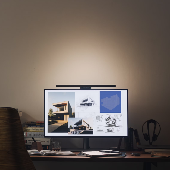 BenQ ScreenBar Halo monitor light bar mounted on a monitor