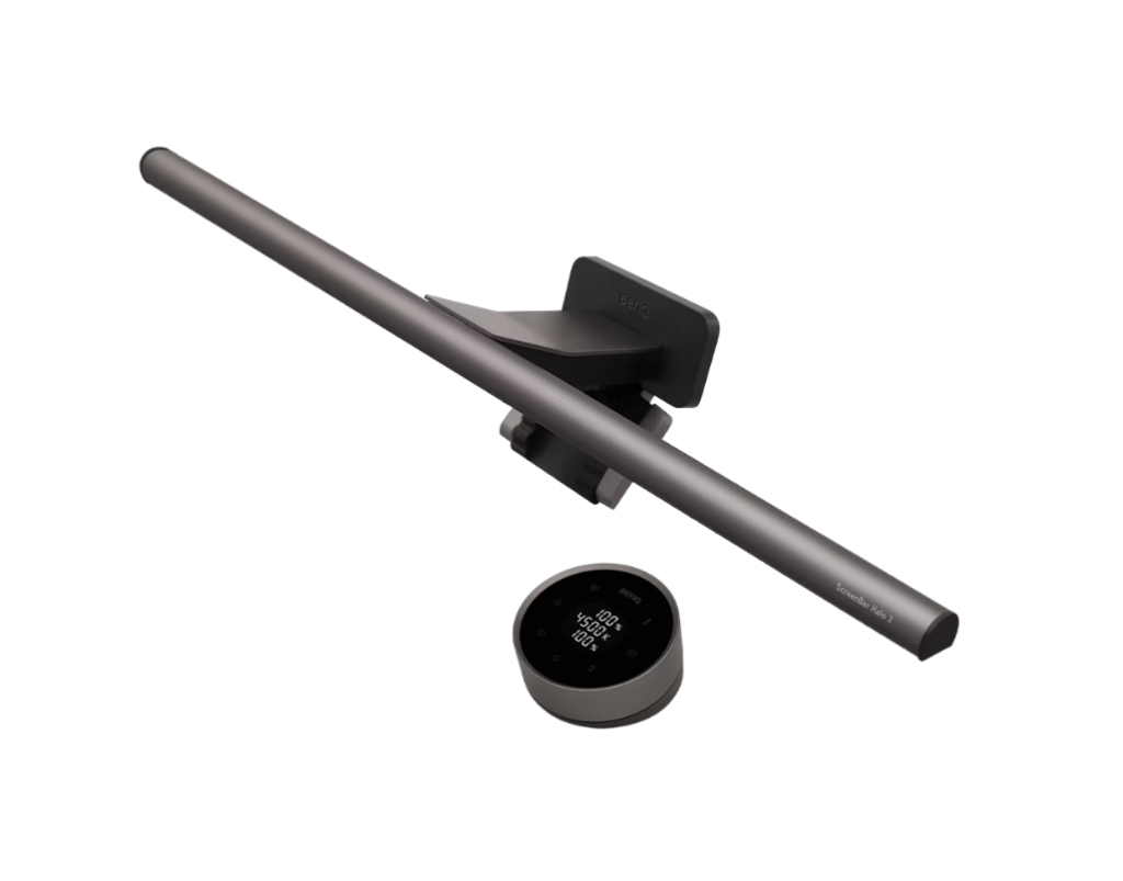 BenQ ScreenBar Halo monitor light bar mounted on a monitor