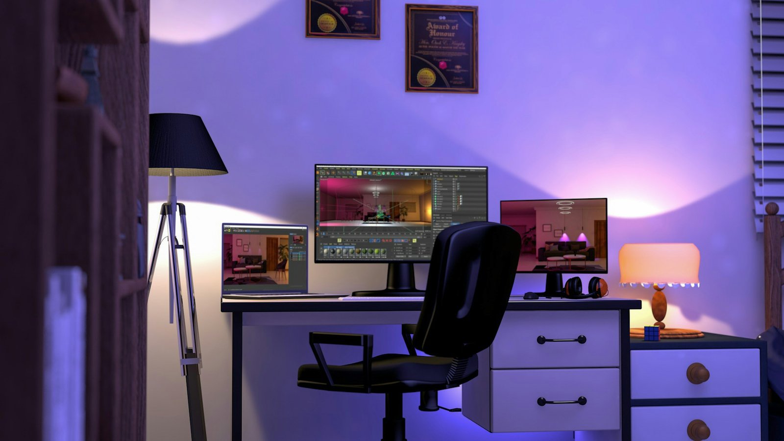 desk lighting setup for computer work