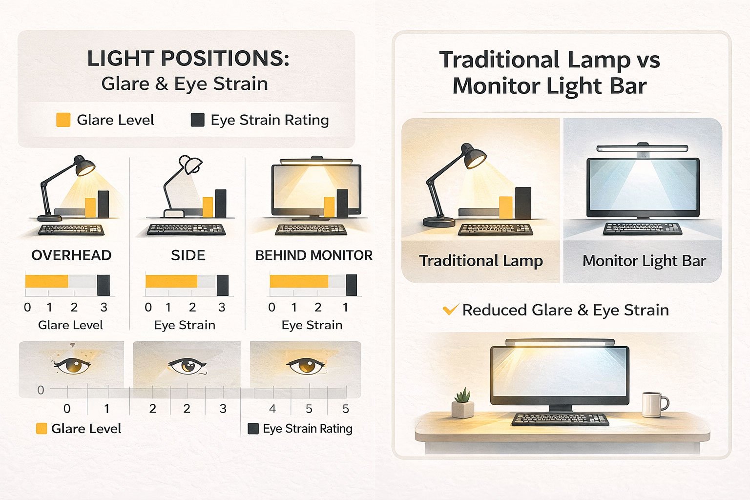 desk lamp vs monitor light bar comparison lighting setup
